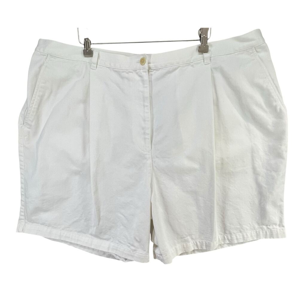 Lauren Ralph Lauren Shorts Womens 22W White Cotton‎ Pleated High Rise Classic